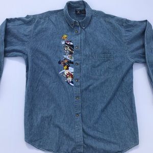 Warner bros Loony tune denim button up